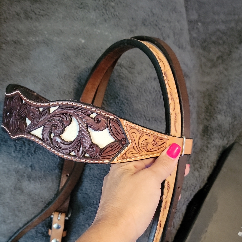 Elegant Brown Leather Headstall-Equine